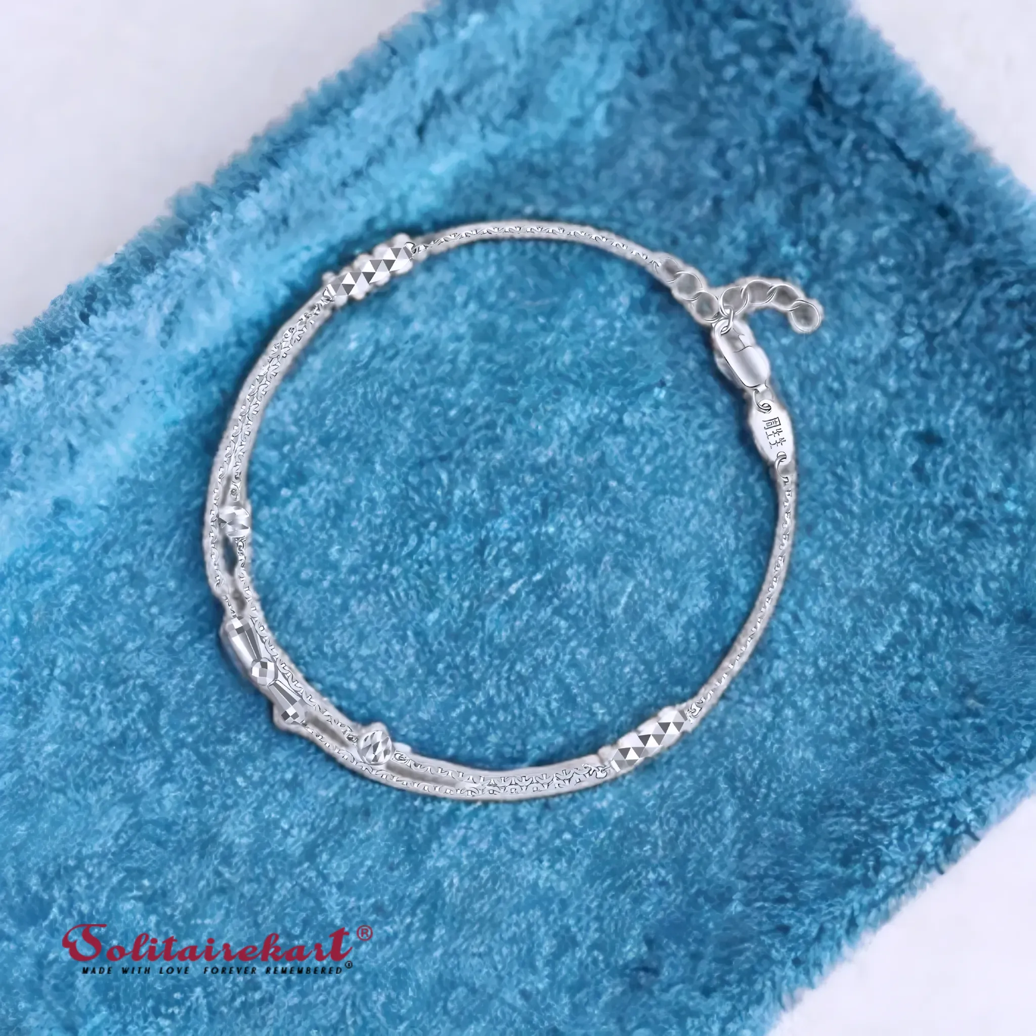 Solitairekart Platinum Beaded Charm Bracelets 4.529gm Weight For Woman.